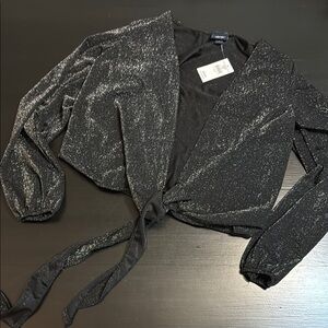 Daytrip Sparkly Black Wrap Top new with tags
